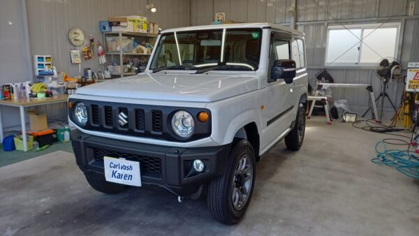 スズキ　ジムニー　ガラスコーティング。新車・親水コーティング施工